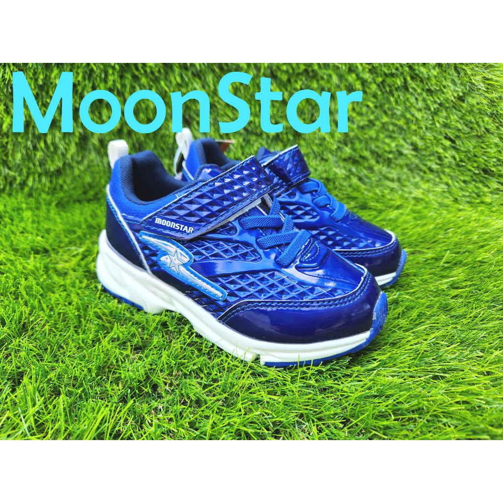 *十隻爪子童鞋*MoonStar日本帥氣藍色3E競速運動跑鞋