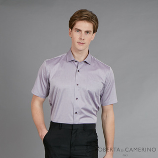 ROBERTA諾貝達 台灣製 進口素材 紳士休閒 高質感純棉短袖襯衫RCF13-24紫色