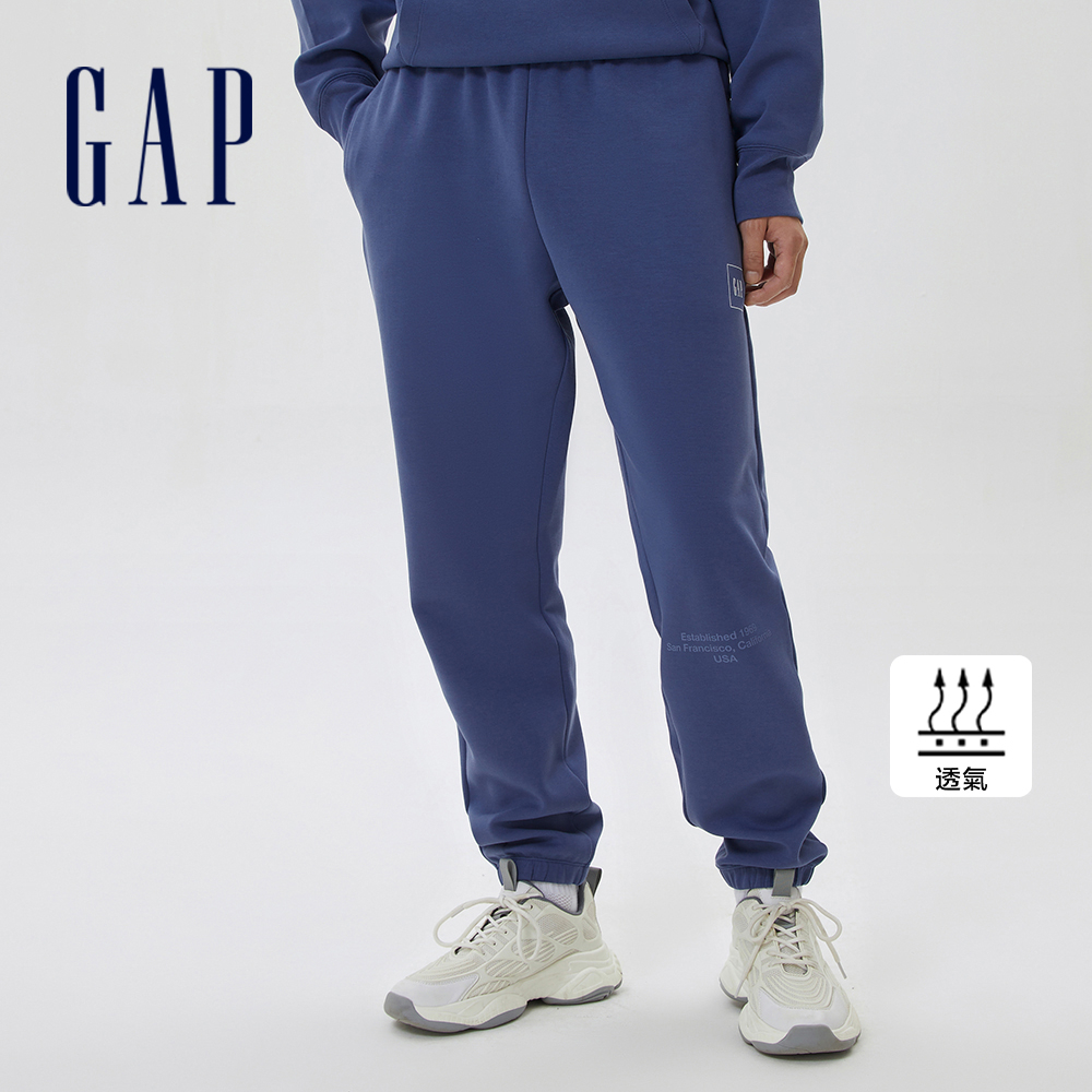 Gap 男裝 Logo束口棉褲 空氣三明治系列-墨藍色(591233)