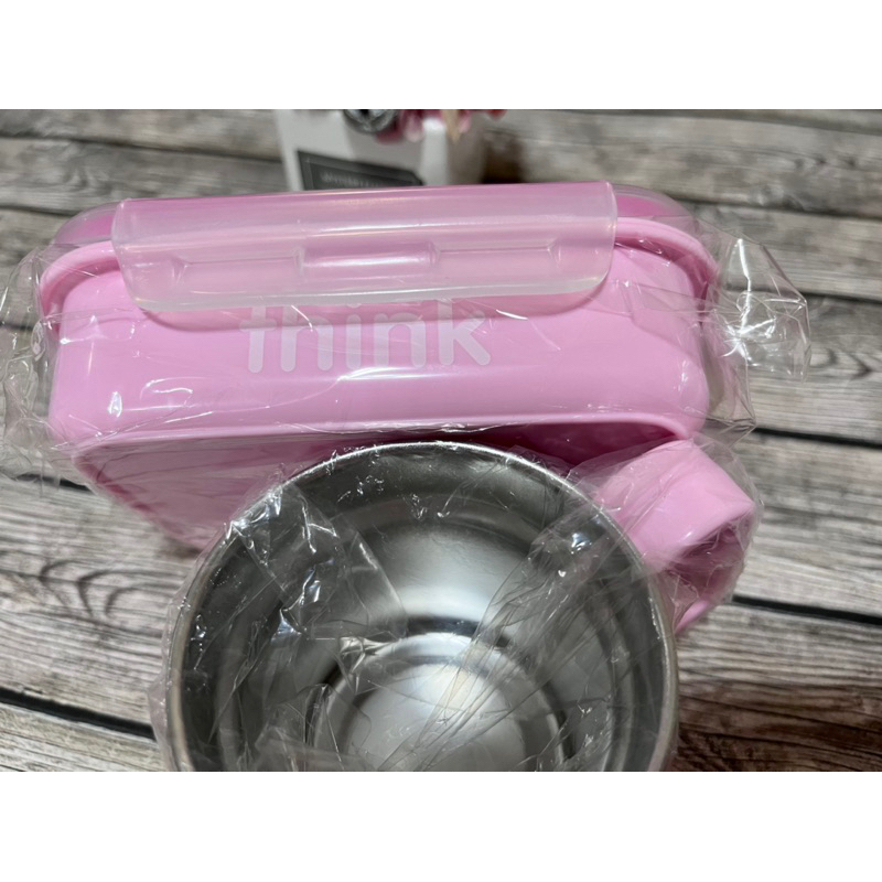 Thinkbaby 無毒不銹鋼餐具兩件組 便當盒+不銹鋼杯 粉紅色