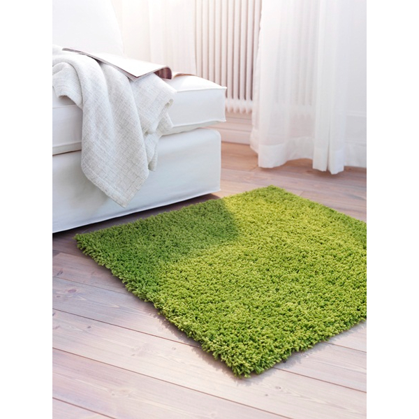 二手，僅2件！IKEA HAMPEN 長毛地毯 綠色地毯 草皮 草綠色地毯 80x80公分 拍商品照很適合