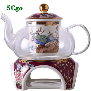 5cgo【樂趣購】歐式花鳥花茶具玻璃壺骨粗咖啡杯家庭酒店民宿餐廳用下午茶套裝含稅量大優惠t625693943150