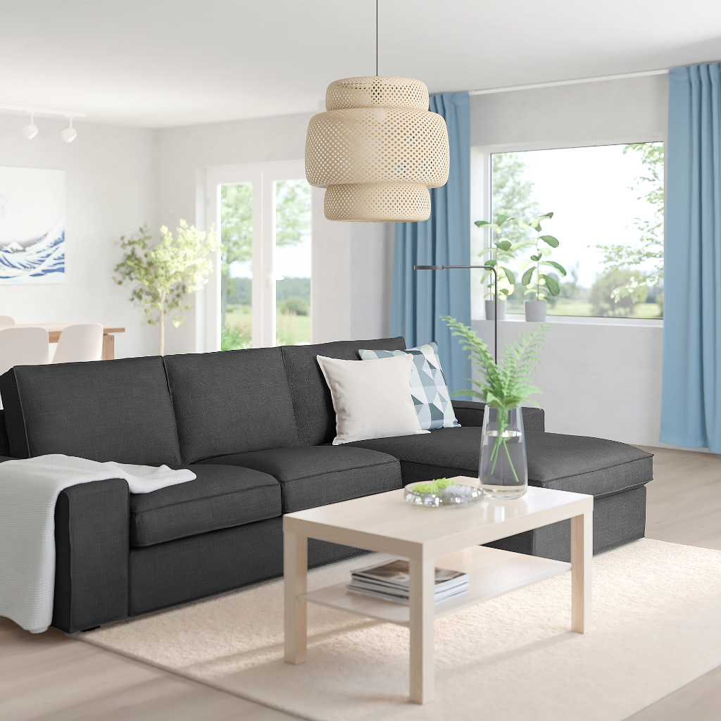 北歐IKEA宜家KIVIK三人座L型沙發附躺椅/碳黑色/280x83x163/二手八成新/原$25900特$14800