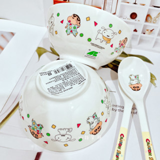蠟筆小新兒童餐碗 小餐碗 點心碗 美耐皿餐碗 可愛造型碗 小新湯匙 長柄湯匙 兒童湯匙 臺灣製 正版授權