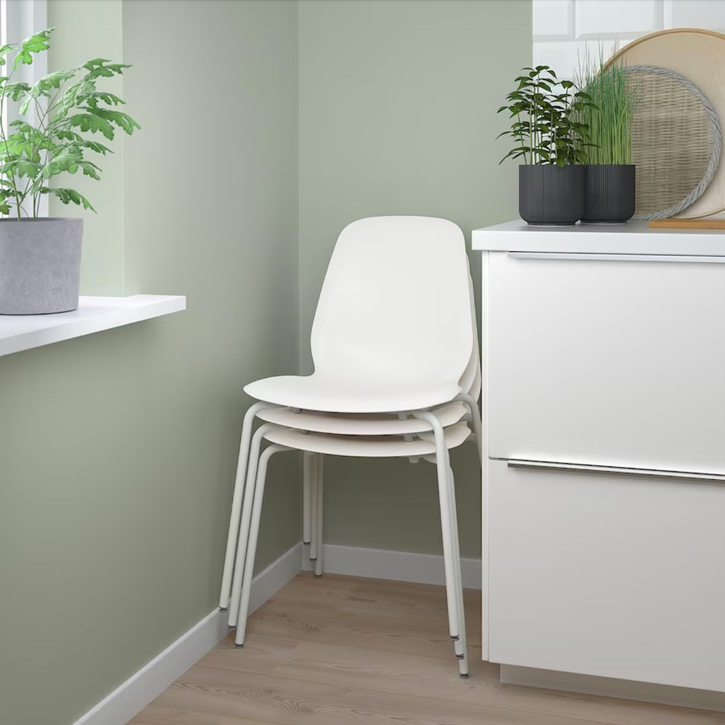 北歐工業LOFT風格經典IKEA宜家LIDÅS餐椅工作椅休閒椅/可疊放收納/白色/二手八成新/特$890