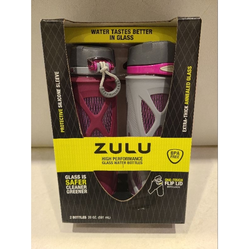 ❤Costco ZULU 玻璃運動水瓶❤ (全新) 591ml 兩件組