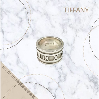 【哈極品】美品《Tiffany&Co.》Tiffany 925純銀 寬版羅馬數字戒指 戒圍#9