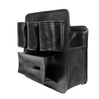 安伯特 碳纖紋座椅頭枕桿固定式收納置物袋 椅間阻隔輔助置物袋 ABT-A129