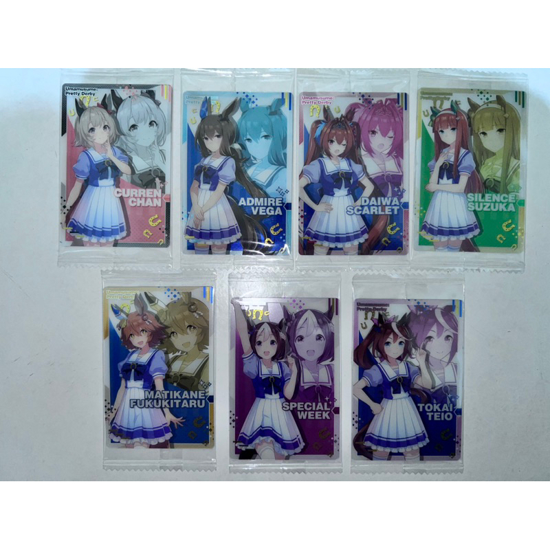 ￥My公仔￥ 日本 制服 特別週 大和赤驥 無聲鈴鹿 東海帝王 愛慕織姬 待兼福來 真機伶 賽馬娘 威化餅 餅卡 收藏卡