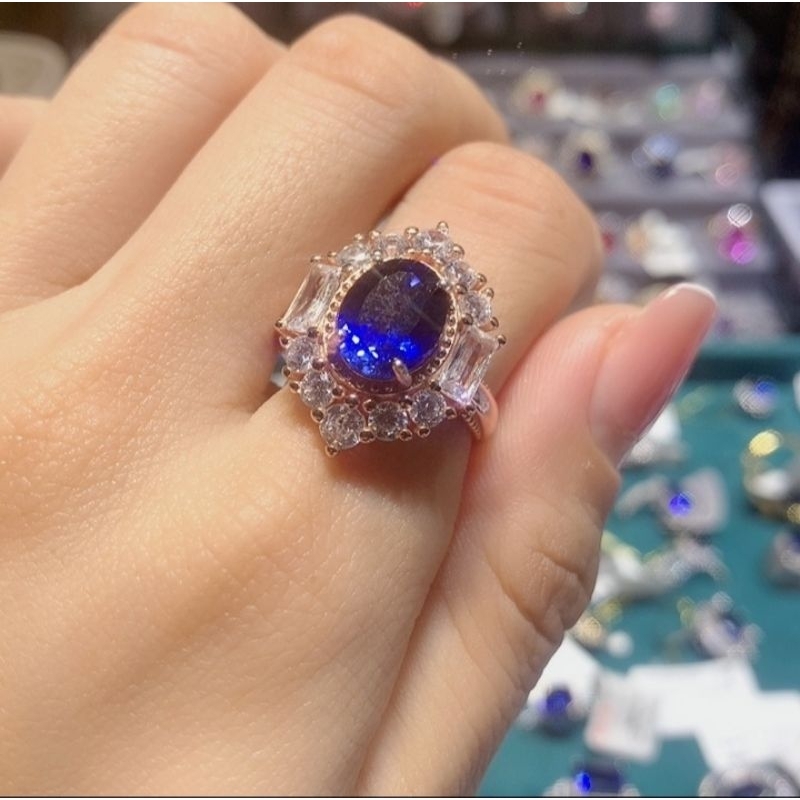 -alisa-培育寶石#重工系列#皇家藍🐦宮廷藍寶石玫瑰金戒指