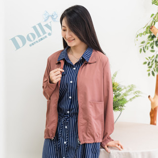 臺灣現貨 大尺碼翻領拉鍊下抽繩風衣外套(粉色)-Dolly多莉大碼專賣店