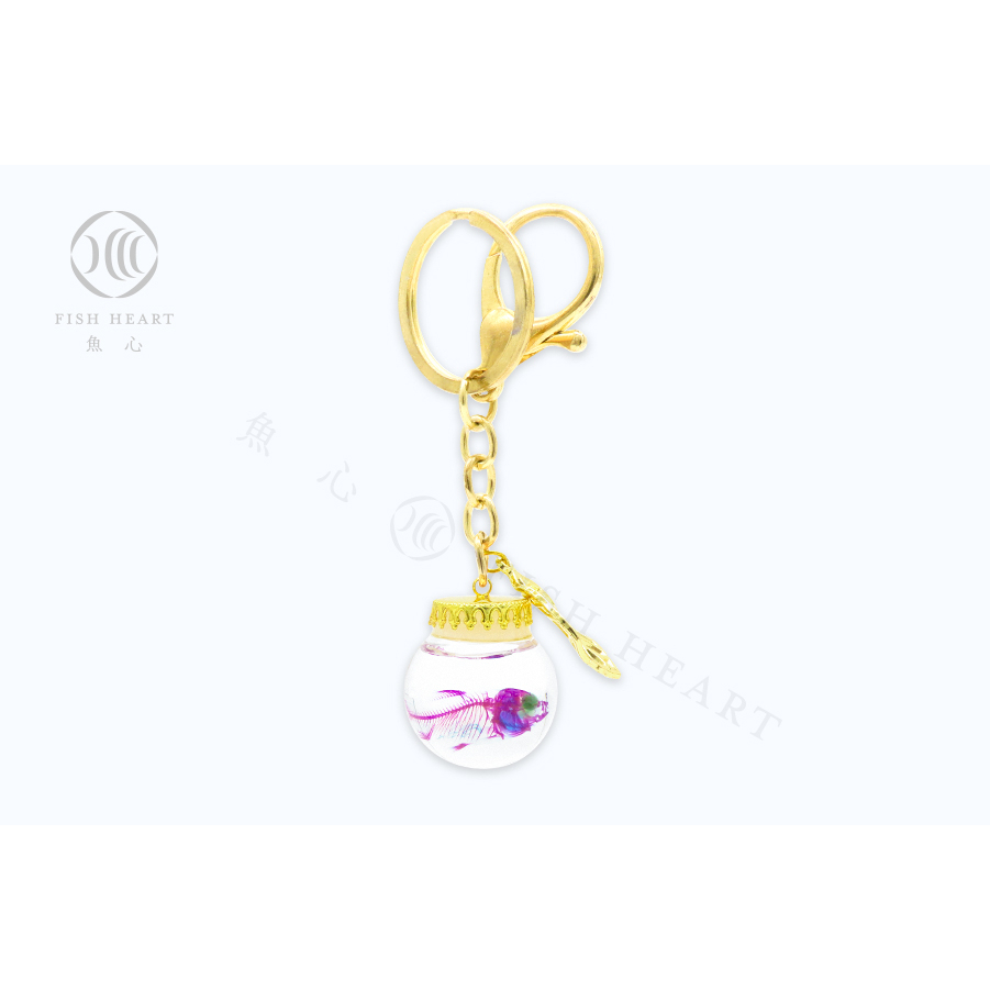 【魚心標本藝術】透明生物球型鑰匙圈 - 日本鯽魚 Carassius auratus