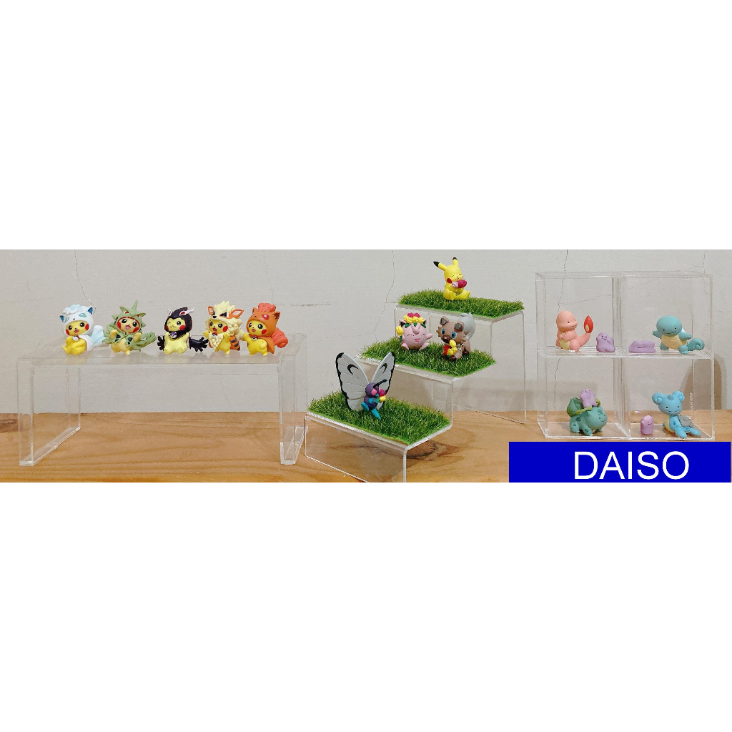 [三入便宜出售] DAISO 大創 公仔盒 ㄇ型 梯型 格子 展示盒 日製 19*6*7 cm 二手良品