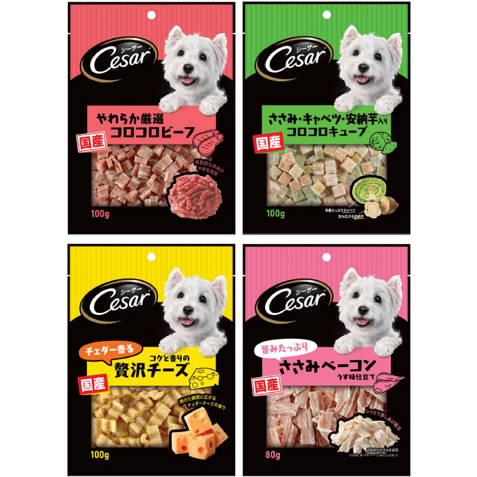 即期商品~Cesar 西莎 日本原味食感點心系列(牛肉切塊、雞胸培根、雞肉佐甘藍、厚切起司條)