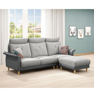 灰色皮Ｌ型沙發〈D477006-1〉【沙發世界家具】