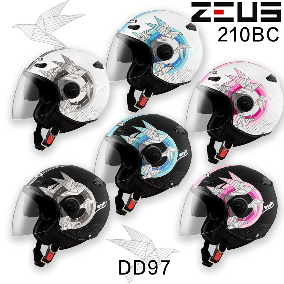 瑞獅 ZEUS 安全帽 ZS 210BC DD97 內藏墨鏡 插扣 3/4罩 亮面 消光 彩繪 半罩 輕量 透氣｜23番