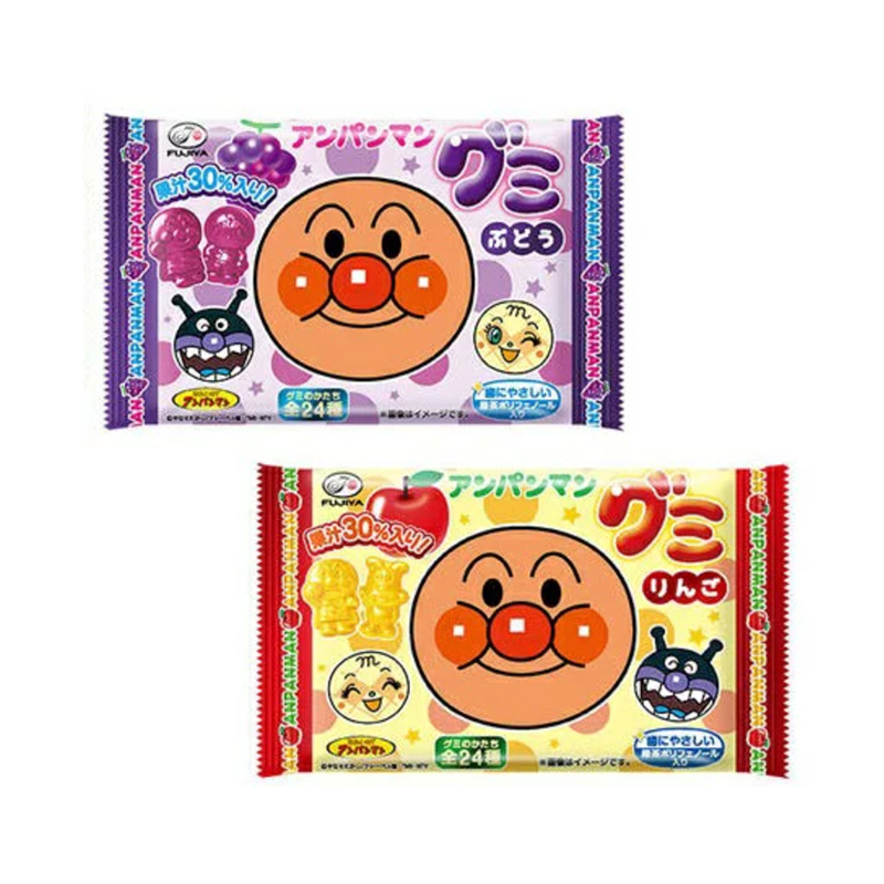 (即期良品)【日本不二家】麵包超人水果風味造型軟糖(蘋果/葡萄2種可選) 糖果 軟糖 口袋零食-丹尼先生雜貨舖