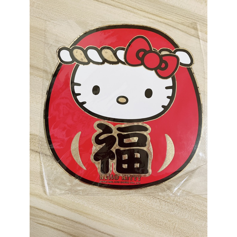 Hello kitty 凱蒂貓 燙金福字達摩窗貼