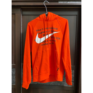 Nike NSW Big Swoosh 大勾 滿版 帽Tee 長袖 橘 S號