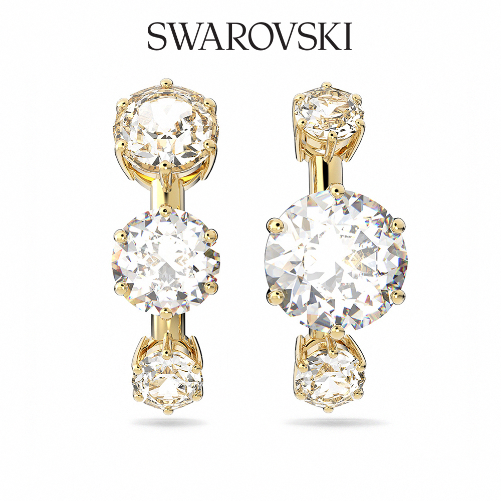 SWAROVSKI 施華洛世奇 Constella 穿孔耳環, 白色, 鍍金色色調