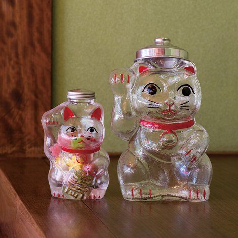 &lt;廣田硝子&gt;招財貓 糖果罐(小) 儲存罐 收納 招財 玻璃 收納罐 日本製 東京