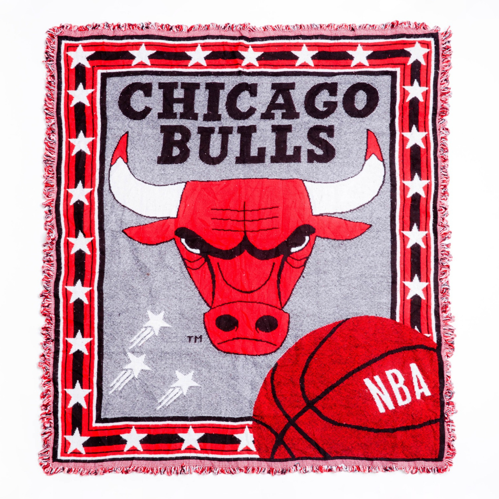 NBA 芝加哥公牛 針織毯 二手 古著 Vintage 地毯 地墊 掛毯 居家裝飾