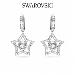 SWAROVSKI 施華洛世奇 Stella 大圈耳環白色, 鍍白金色