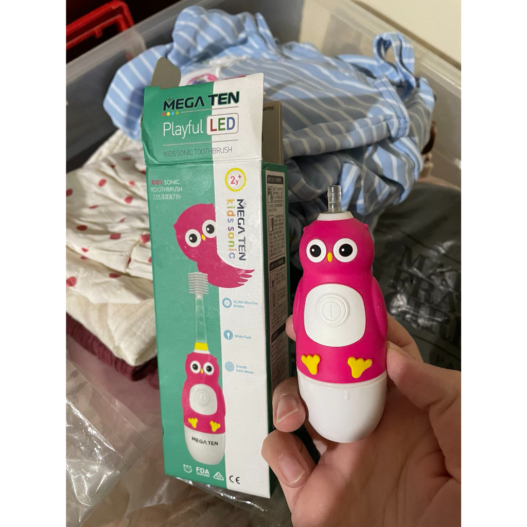【日本Mega Ten】幼童/兒童360電動牙刷（二手）貓頭鷹