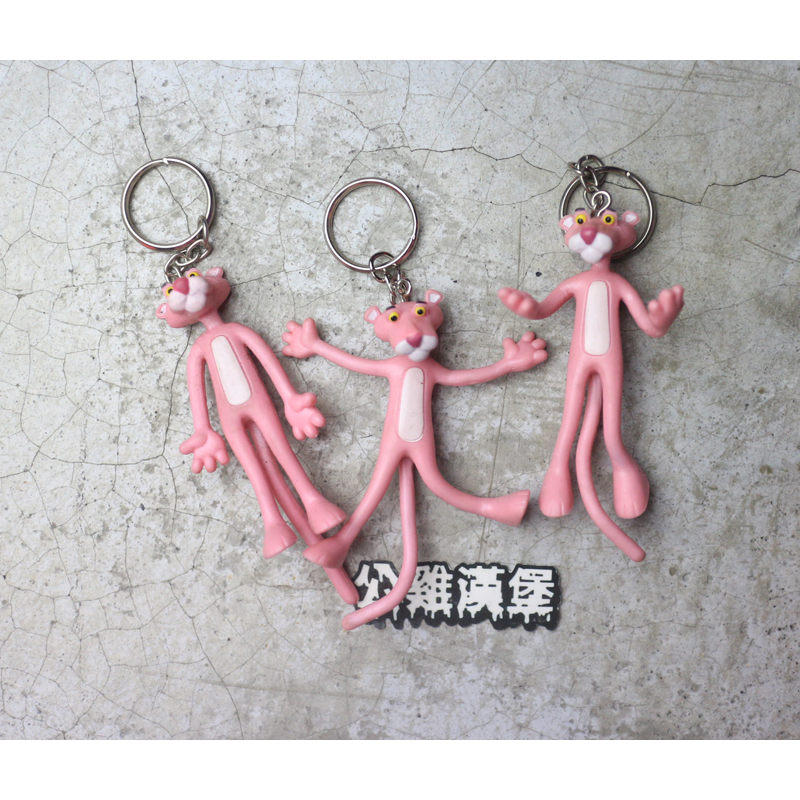 「The Pink Panther 頑皮豹 矽膠 PVC 吊飾 鑰匙圈 高約:8cm @公雞漢堡」