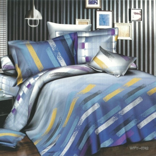 【藍色夢境】視覺3D寢具組(5.0呎x 6.2呎)六件式雙人(100%高級精梳純棉)鋪棉床罩組-3D6M-WFY0742