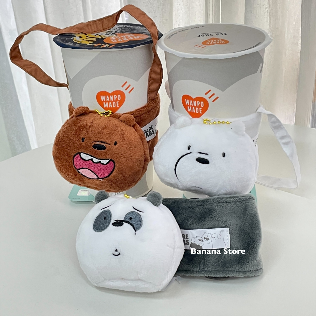 [Banana Store] 現貨 熊熊遇見你 We Bare Bears 杯套 吊飾 正版授權 飲料提袋 吊飾 可收折