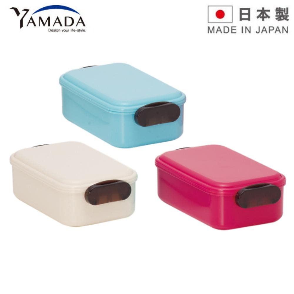 YAMADA 日本製 長方型雙扣便當盒/保鮮盒/水果盒/收納盒-3色隨機出貨