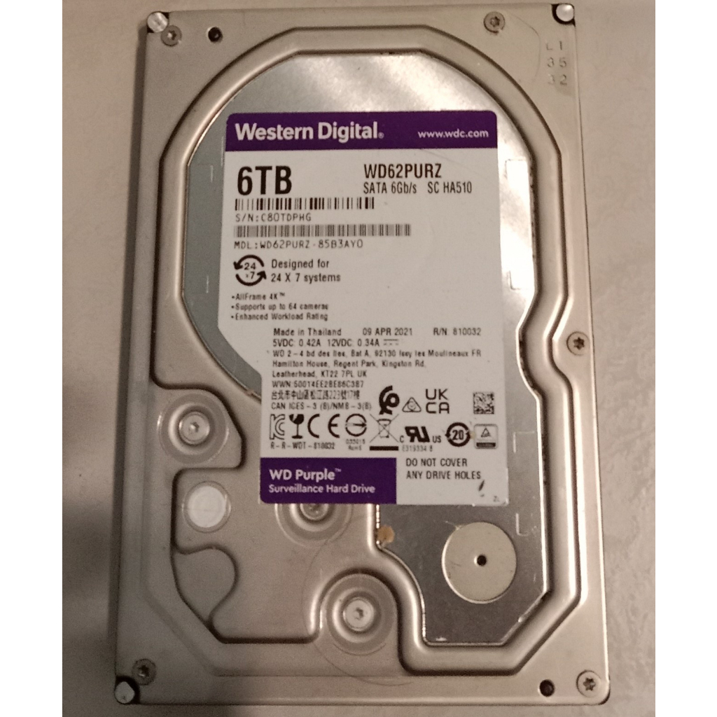 3.5吋傳統硬碟WD紫標 6Tb