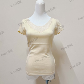 日本製 ETOILE海渡 棉混女短袖內衣 女內衣 蕾絲內衣 Ｖ領女內衣