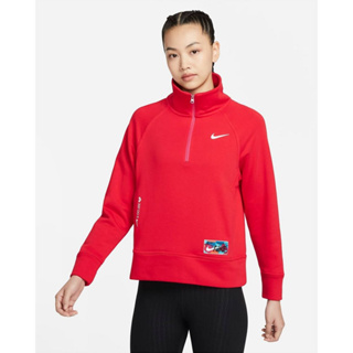 Nike AS W NK FLC HZ TOP CNY 女款 運動 長袖 上衣 FD4070 紅 657 白 121
