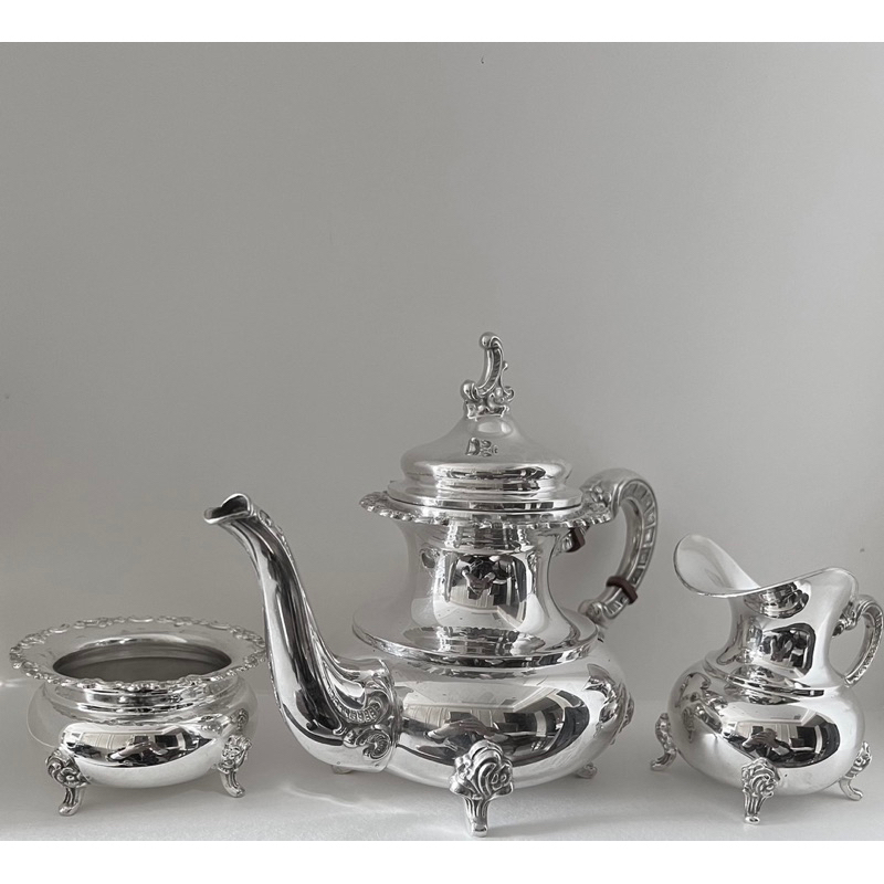 純銀茶壺+奶壺+棄物鉢 925純銀單身貴族茶組
