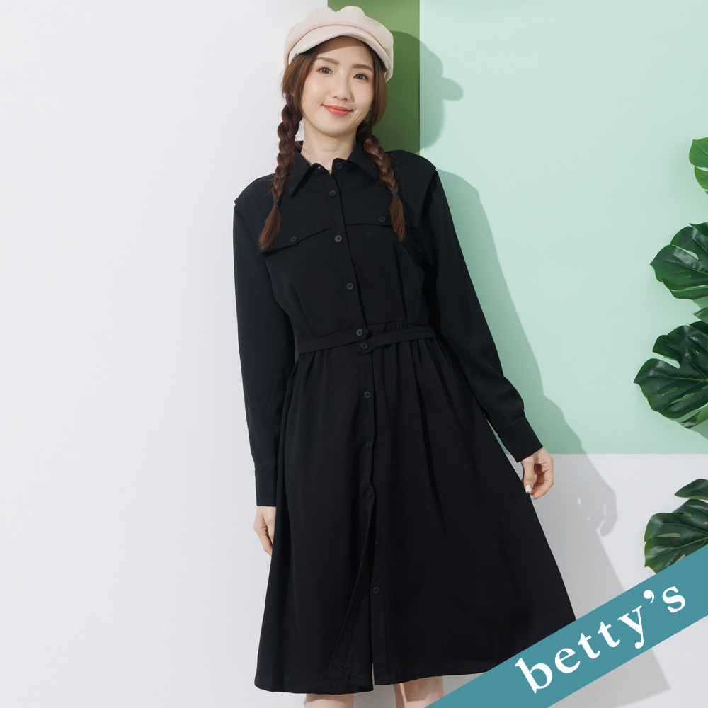 betty’s貝蒂思(21)腰間鬆緊扣帶長洋裝(共二色)