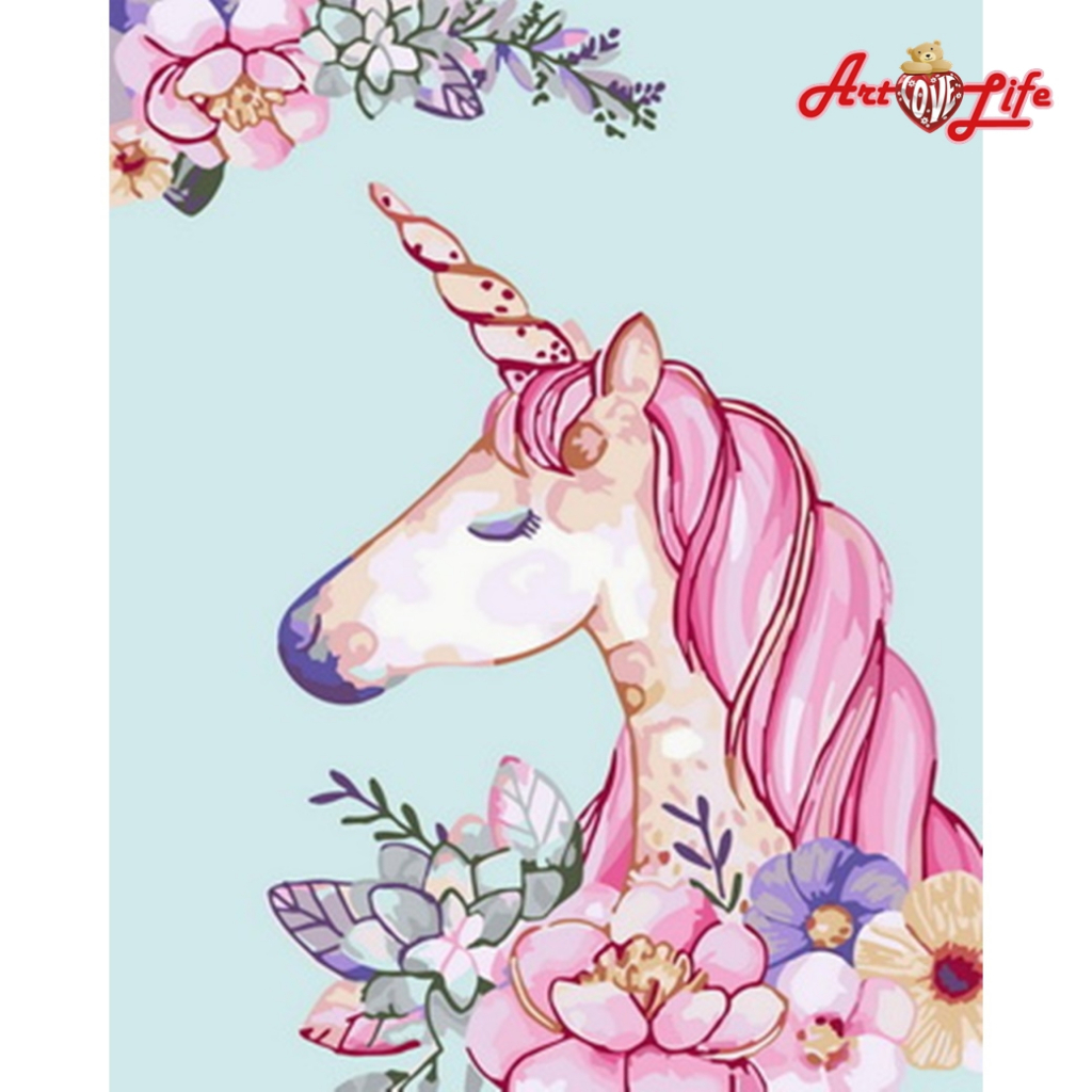 【ArtLife 藝術生活】DT149粉紅獨角獸_40x50cm含框 DIY 數字油畫 彩繪 全館現貨