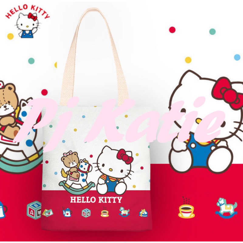 Sanrio-hello kitty 三麗鷗 拉鏈 帆布袋 凱蒂貓 單肩包 帆布包 手提袋 書袋
