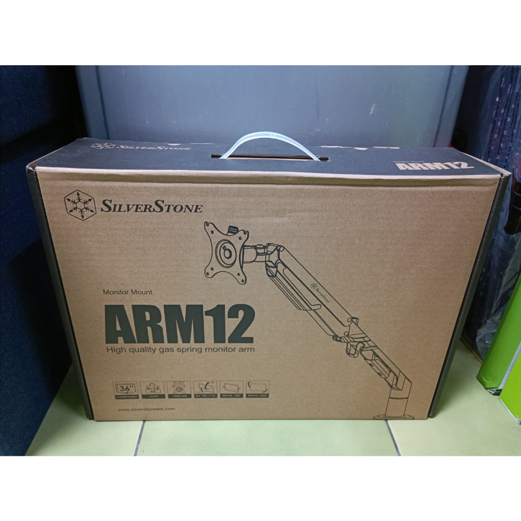 【SilverStone 銀欣】 SST-ARM12B 螢幕支架 單螢幕氣壓式懸掛架 支援36吋12公斤 可夾桌或穿孔式