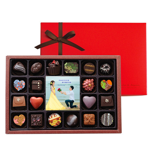 【幸福可可】分享幸福巧克力大禮盒(20入花式巧克力+1正方影像巧克力) 巧克力禮盒 含餡巧克力禮盒 交期請聊聊