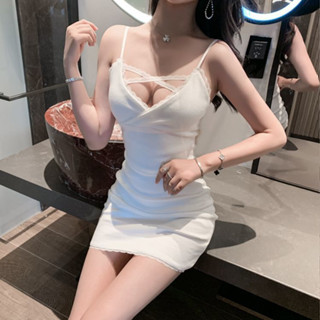 臺灣現貨 性感睡衣 睡衣 連衣裙 洋裝 連身裙 帶胸墊 免穿內衣 胸墊洋裝 低胸洋裝 交叉美胸 情趣睡衣 夜店洋裝 短裙