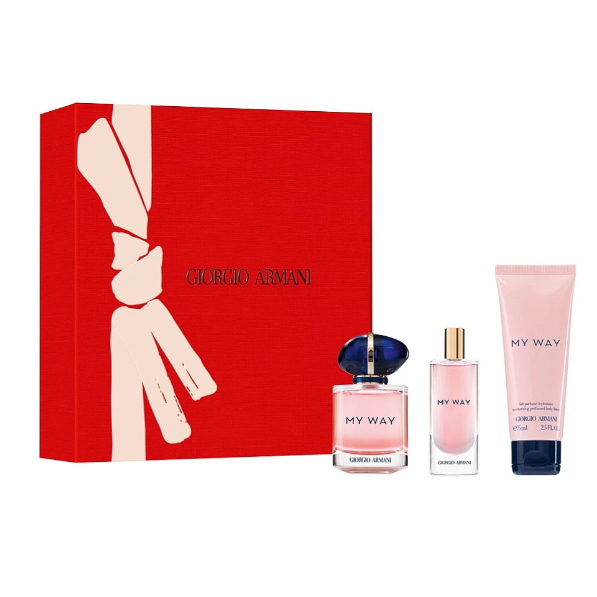 GIORGIO ARMANI 亞曼尼 MY WAY 女性淡香精禮盒(淡香精50ML+淡香精15ML+身體乳75ML)【V