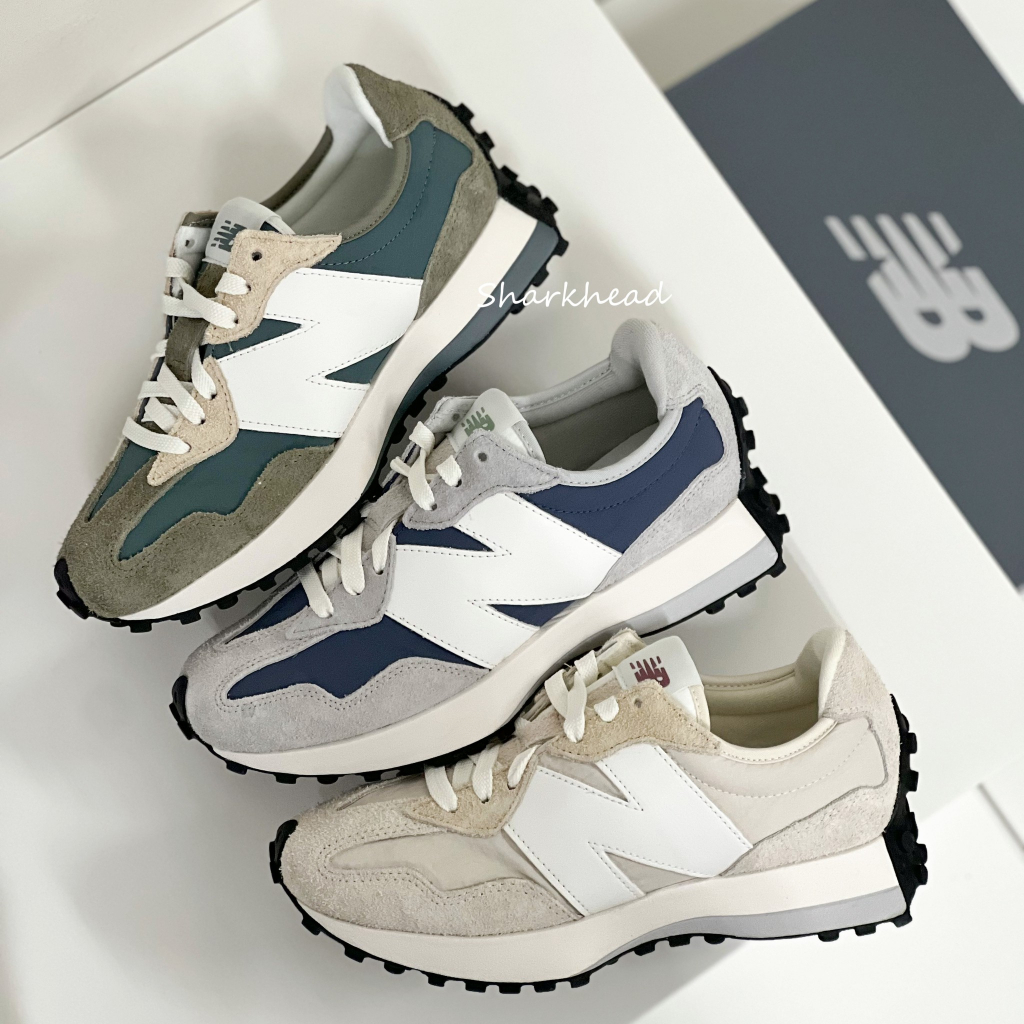 【Sharkhead】現貨 New Balance 327 軍綠 深灰藍 杏色 米灰 慢跑鞋 麂皮 MS327CQ