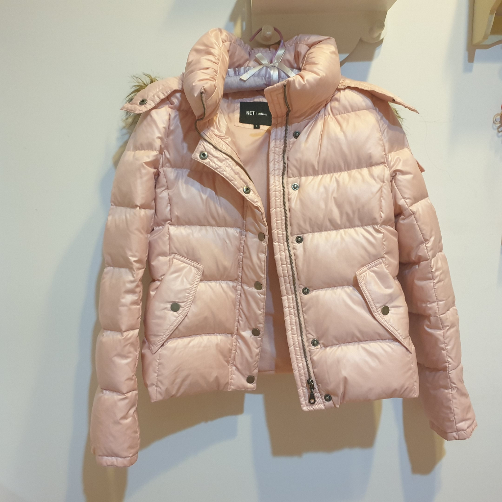 NET Ladies 冬天 粉紅色 羽絨 短版外套 6號 (保存良好如照片) 羽絨80% + 羽毛20% (二手)