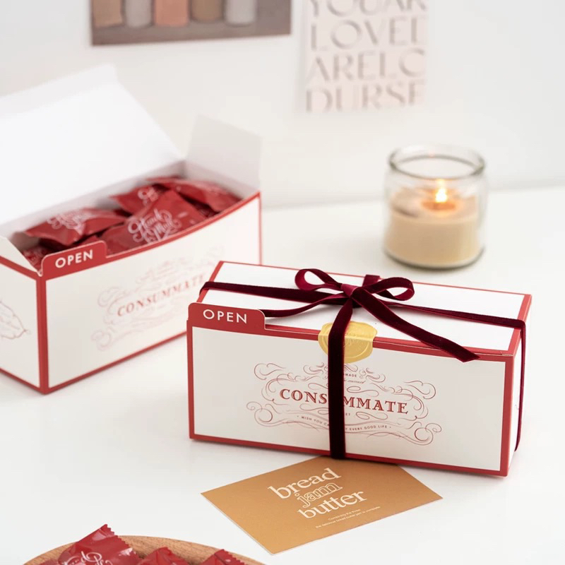 『Mi烘培』open紅白包裝盒 手提盒 牛軋糖 點心盒 手工餅乾盒 雪花酥 糖果盒 達克瓦茲 馬卡龍 新年禮盒