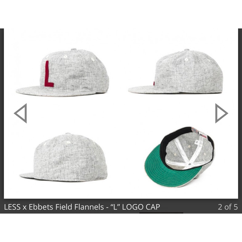 LESS x Ebbets Field Flannels - “L” LOGO CAP平板 棒球帽 灰