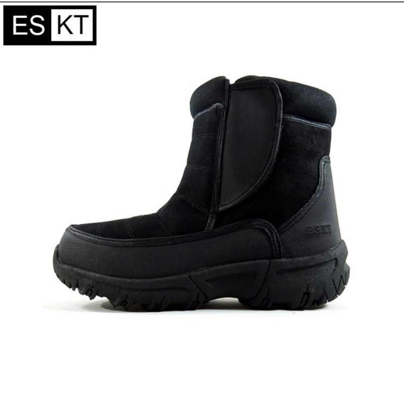 ESKT 男短筒雪鞋 SN217 黑色  (雪靴 防潑水 防雪 刷毛 麂皮 冰爪)