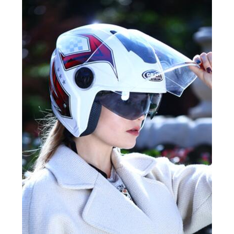 【時尚新品】電動車頭盔男女士四季通用冬季雙鏡片半盔保暖非摩托車騎行安全帽
