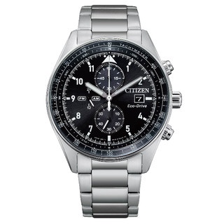CITIZEN 星辰 Chronograph 大錶徑光動能計時鋼帶錶-黑 42.5mm(CA0770-81E)